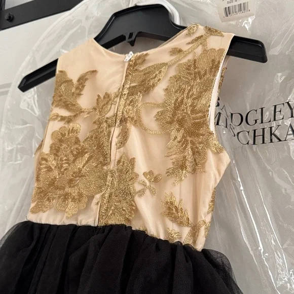 Badgley Mischka Black and Gold Formal Kids Dress